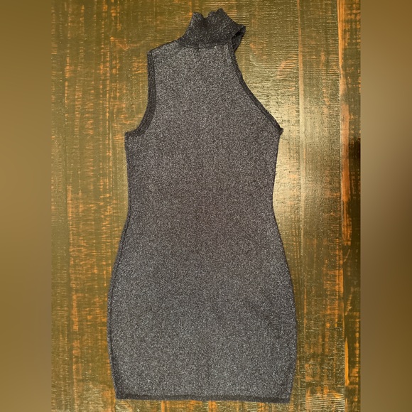 Superdown Liz Metallic Dress Size Large Dark Navy Bodycon One Shoulder Party EUC - Picture 7 of 13